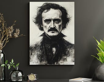 Edgar Allan Poe Wall Art Print Gothic Literary Portrait Dark Academia Gift for Reader Horror Literature Home Decor Gift Lover Gift Idea