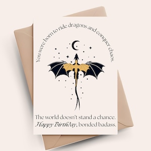 Fourth Wing Inspired Birthday Card Bonded Dragon Rider Basgiath Romantasy Birthday Card for Readers Fantasy Book Greeting Card Gift for Her