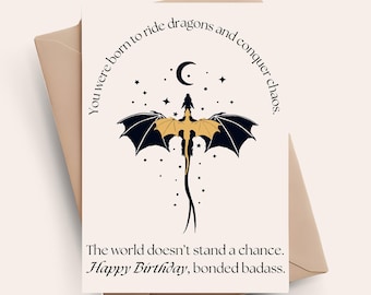 Fourth Wing Inspired Birthday Card Bonded Dragon Rider Basgiath Fantasy Birthday Card for Readers Fantasy Book Greeting Card Gift for Her