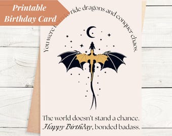 Fourth Wing Inspired Digital Download Birthday card Printable Greeting Card Instant Download Dragon Themed Card