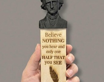 Boekenlegger van Edgar Allan Poe met 3D-buste