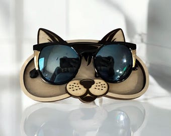 Cute Cat Shaped Wood Glasses Tray Handmade Eyewear Holder for Home & Desktop Glasses Tray Gift for Reader Jewelry catchall Trinket Dish