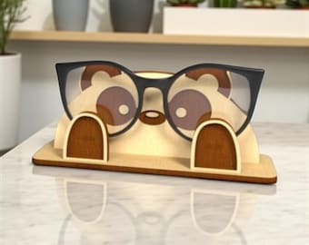 Wooden Panda Bear Glasses Stand Adorable Glasses Holder for Desk or Nightstand Reading Glass Cute Animal Bookish Accessory Gift for Readers