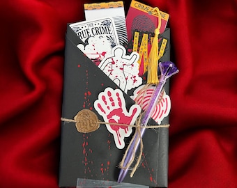 True Crime Blind Book Mystery Set Blind Date with a Book Sticker and Pen Set Gifts for Readers Bookworm Fun Gifts for True Crime Junkie