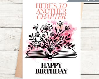 Book Lover Greeting Card Floral Book Themed Birthday Card Unique Literary Birthday Card for Readers Literary Writers Birthday Card