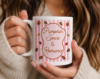 Romance Bookish Coffee Mug Custom Fall Themed Ceramic Gift Idea Birthday Present Unique Tea Drinkware for College Dorm Bookish Mug