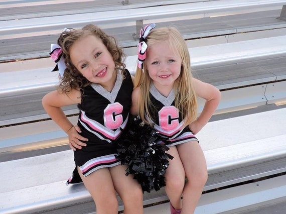 Customizable Girls Cheer Uniform Top, Skort, and Bow Included  