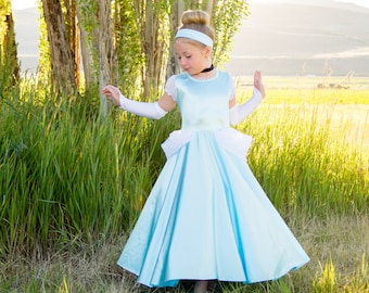 Classic Cinderella dress! Glovettes included. Soft, Stretchy, Non itchy, machine washable. Petticoat is sold separately!