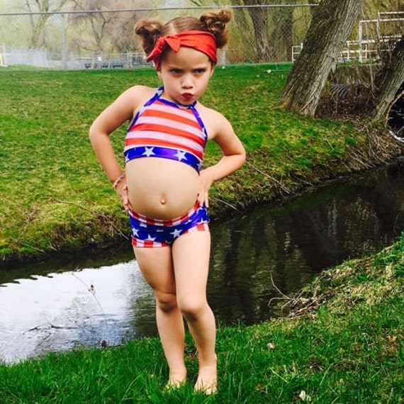 Girls red white and blue swimsuit Clearance