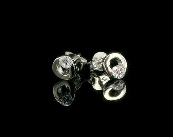 CZ Sterling Silver Circle Stud Earrings | Minimalist Jewelry