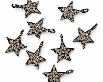 Sterling zilveren sterbedel met diamantaccent | 10 mm x 13 mm Sieraden maken