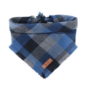 Buffalo Blue Black Plaid Dog Bandana Cute Cat Bandana Snap On Pet Bandana Becker Fray Bandana pour animaux de compagnie image 1