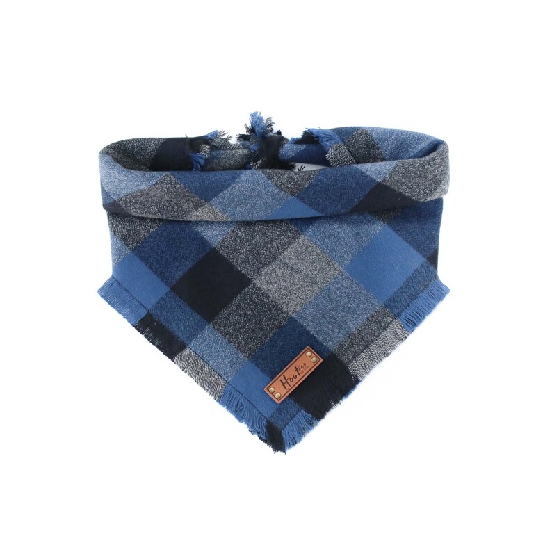 Buffalo Blue Black Plaid Dog Bandana Cute Cat Bandana Snap On Pet Bandana Becker Fray Bandana for pets image 1