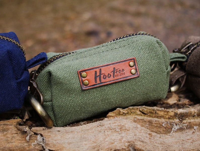 Waste Bag Holder Canvas Poop Bag Holder Pet Leash Clip On Accessory Olive Green