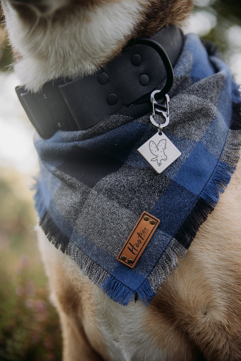 Buffalo Blue Black Plaid Dog Bandana Cute Cat Bandana Snap On Pet Bandana Becker Fray Bandana pour animaux de compagnie image 2