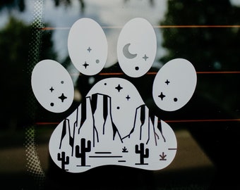 Paw Print Vinyl Car Decal, Desert Paw Print