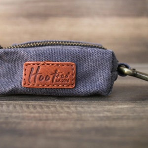 Waxed Canvas Poop Bag Holder - Gray - Pet Leash Clip On Accessory - Waste Bag Holder