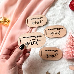 Something to Wear Gift Tag Set, Want Need Wear Read Gift Tags, Personalized Gift Tag Set