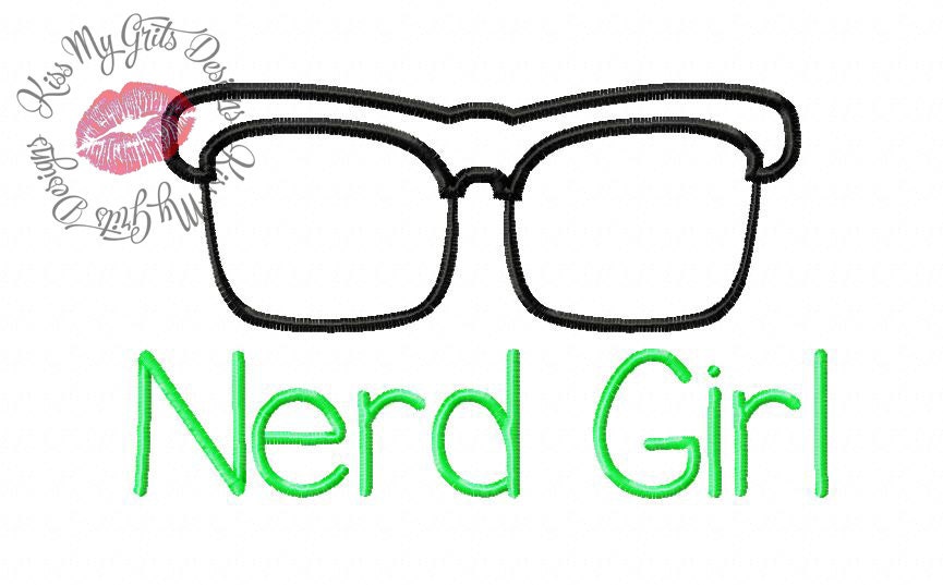 Nerd Girl Glasses Machine Embroidery Applique Design Etsy