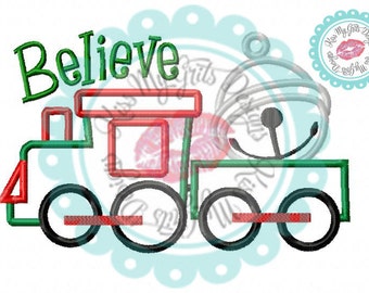 Believe Train NO BOW Machine Embroidery Applique Design
