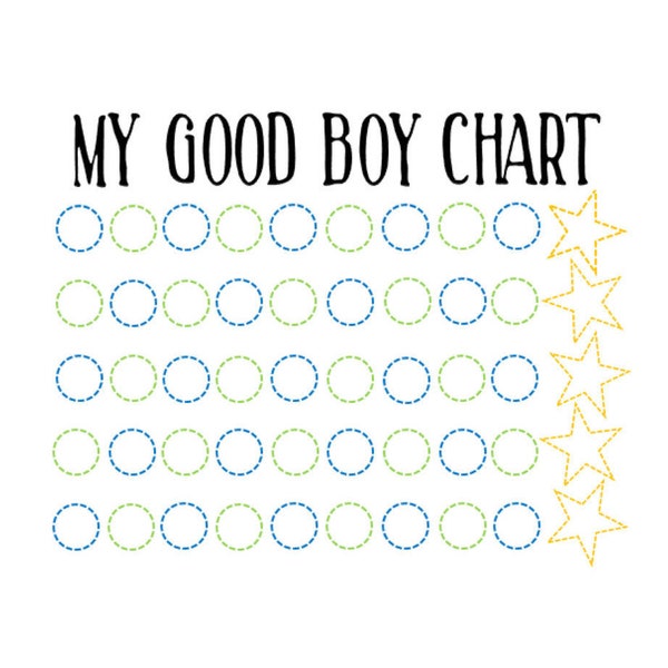 Boys behaviour chart, Reusable Reward Chart, Printable, Instant Download, Good Boy Chart, kid's star chart, kid's sticker chart