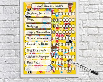 Boys dry night chart wet the bed childrens reward chart | Etsy