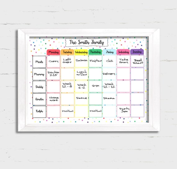 Weekly Wall Planner Dry Wipe board Family Calendar Study Planner Dry