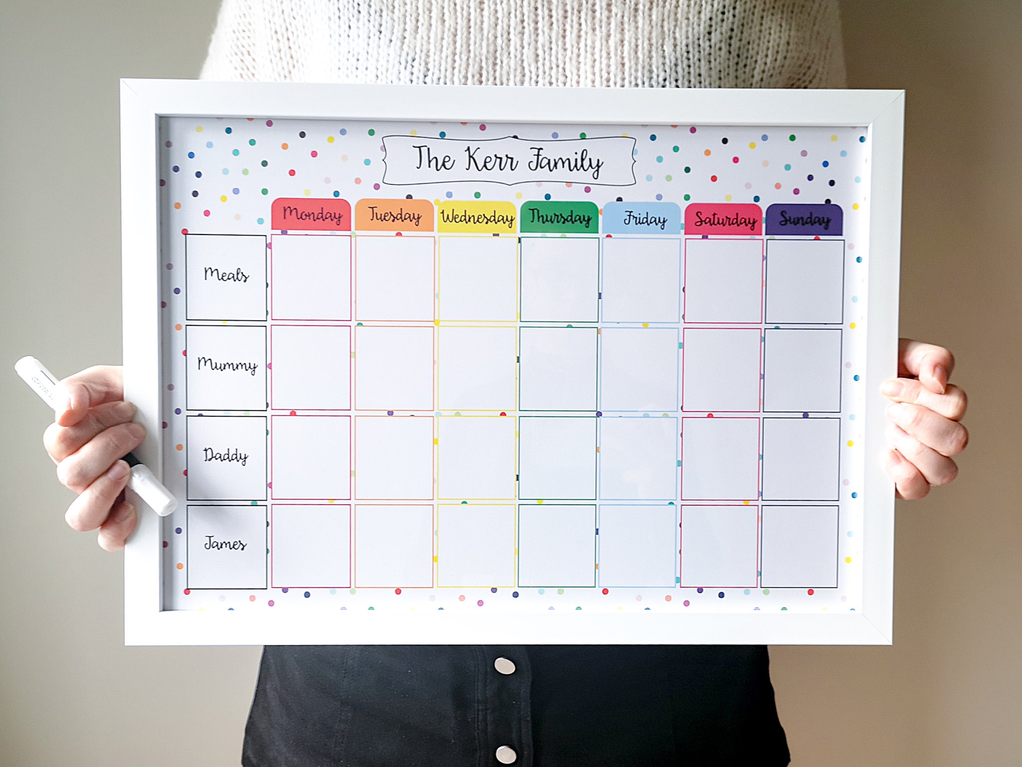 Weekly Wall Planner Dry Wipe board Family Calendar Study Planner Dry