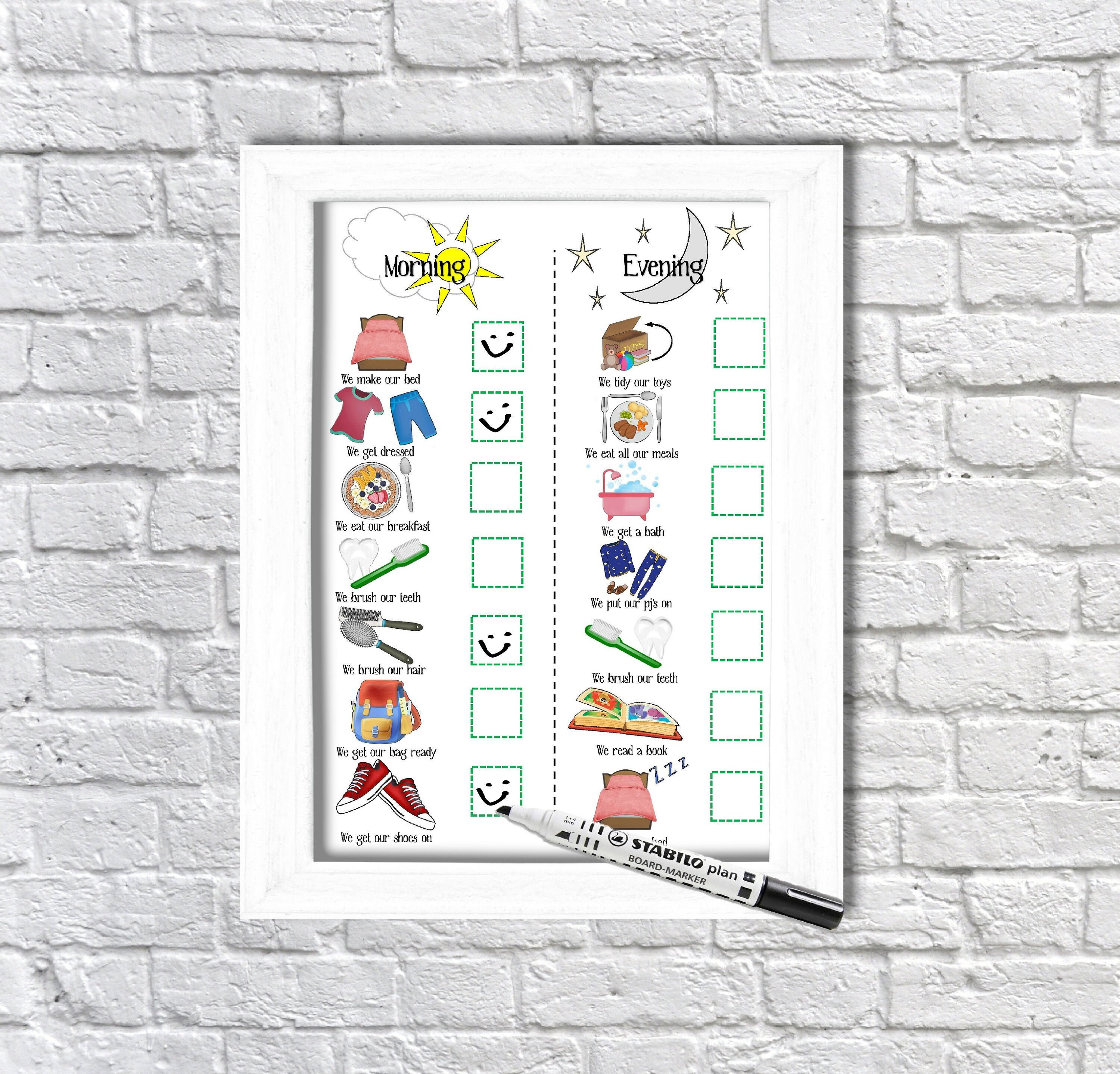 Kids Routine, Printable, morning routine, evening routine, toddler re…