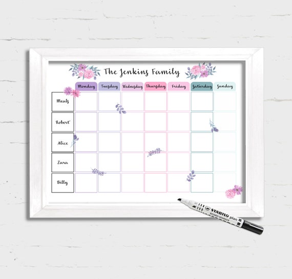 Weekly Wall Planner Dry Wipe board Family Calendar Study Planner Dry