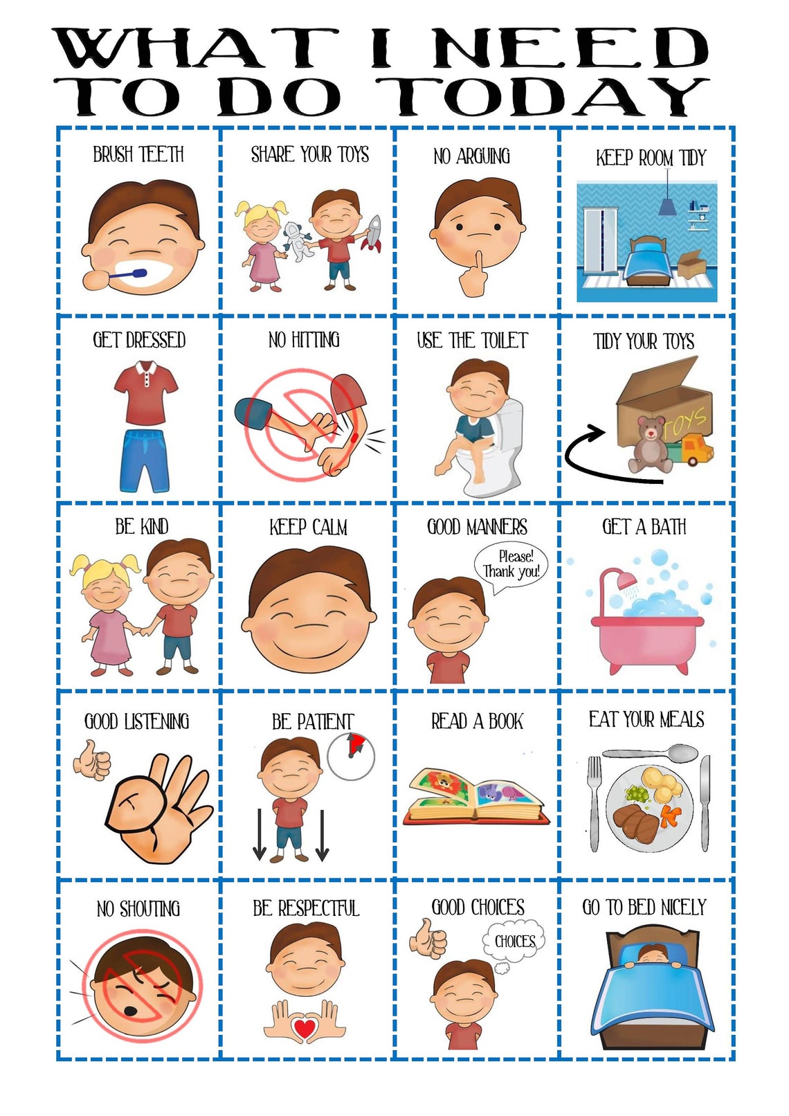 Visual Behavior Chart For Autistic Child
