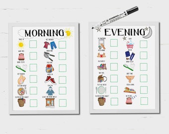 Kids, daily routine, visual timetable, instant download, printable, toddler routine, visual aid, Autism, morning routine, evening routine