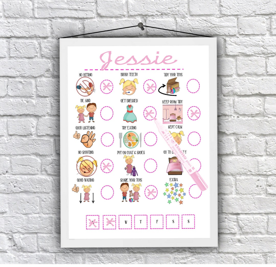 Girls Reward Chart, SALE, Printable, Childrens Behaviour Chart, Toddler ...