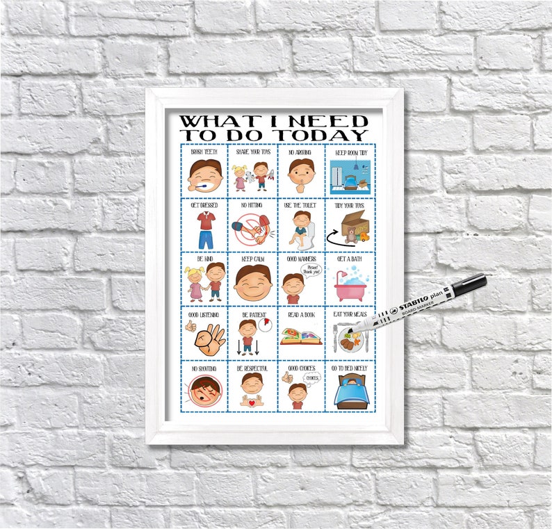 Behaviour Chart for Boys Toddler Routine Chart Visual Aid Etsy UK