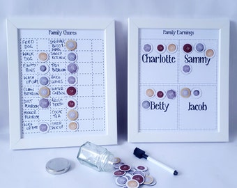 Kids Chore chart, Pocket Money Chart, Chores Chart, Incentives, Family Rewards, reward chart, money magnets, 2 Charts, Family Chore Chart