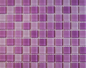 Glass mosaic tiles, 25x25 mm (1 inch), Purple mix