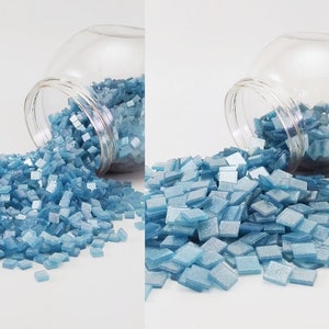 Resin mosaic, 5x5mm, 10x10mm,  Sparkle effect, Ethereal Blue