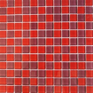 Glass mosaic tiles, 23x23 mm (7/8 inch), Mix Berry