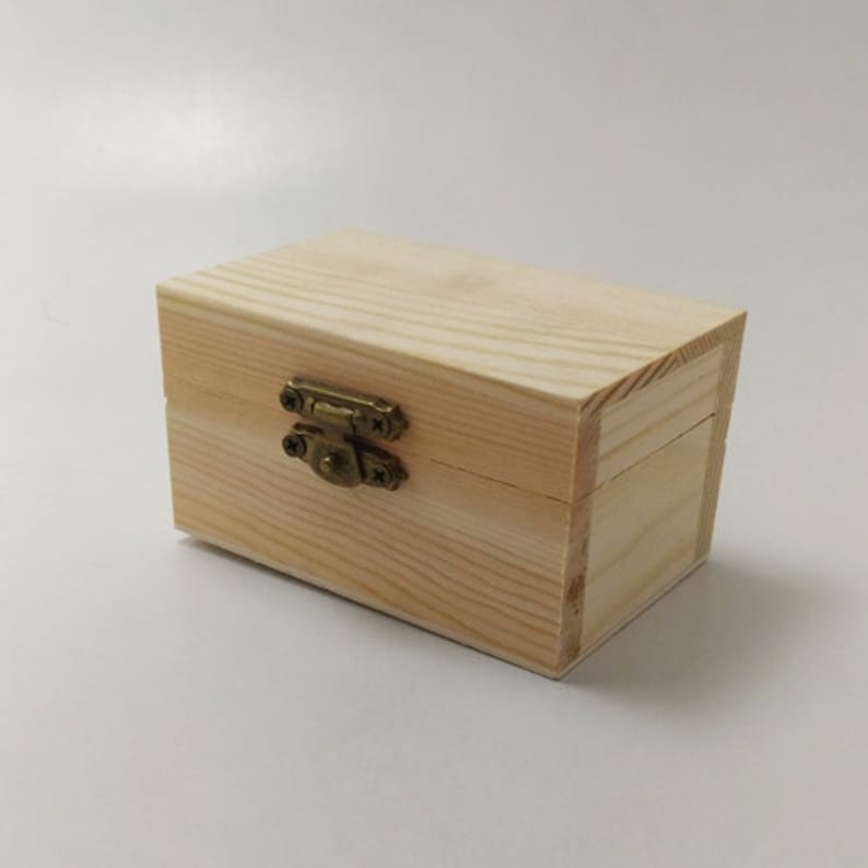 Unfinished wood Treasure chest box for DIY projects. For Etsy