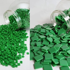Resin mosaic tiles 5x5mm, 15x15mm, Opaque effect, Fern Green