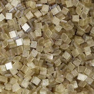 Resin mosaic tiles, 5x5 mm, Sparkle effect, Pale Gold