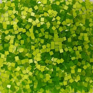 Resin mosaic tiles, 5x5 mm, 10x10 mm, Glossy effect, Lime Green