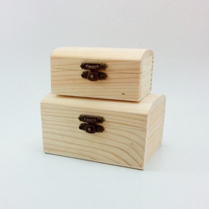 Unfinished Wood Treasure Chest Box for DIY Projects. for Etsy