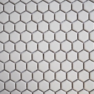 Hexagon Porcelain glazed mosaic tiles, White / Beige