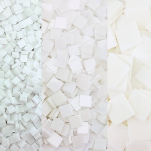 Resin mosaic tiles, 5x5mm, 10x10mm, 20x20mm, Opaque effects, White