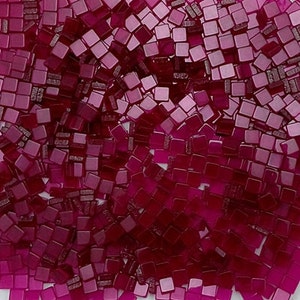 Resin mosaic tiles, 5x5 mm, Clear effect, Fushia Red