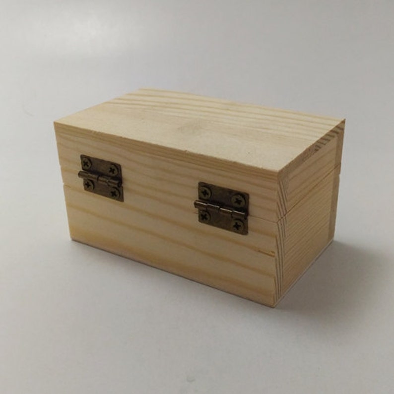 Unfinished wood Treasure chest box for DIY projects. For Etsy