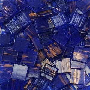 Vitreous glass mosaic tiles, 20x20 mm (3/4 inch),Semi-translucent, Ocean blue