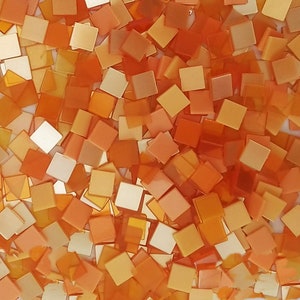 Orange theme mixed colors resin mosaic tiles, 10x10 mm