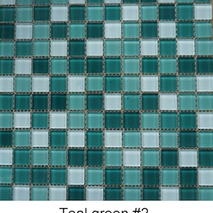 Glass mosaic tiles, 25x25 mm (1 inch), Mix Teal Green #1, #2